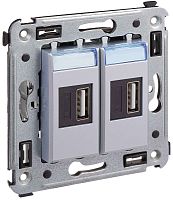 Розетка USB тип А+А без рамки DKC Avanti 2-м. 2100мА закаленная сталь картинка